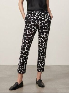 Michael Kors| Chic Black & White Giraffe Print Straight Leg Pants Trousers Sz 6
